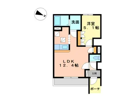 ハッピーヒルズ(1LDK/1階)の間取り写真