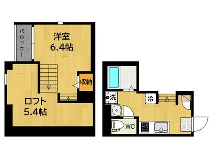 RIZEST春夏秋冬ー秋-(1K/1階)の間取り写真