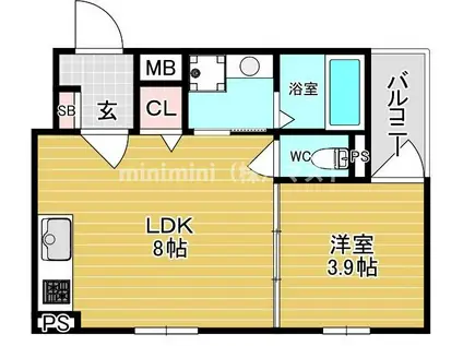 センチュリー昭和町(1LDK/1階)の間取り写真