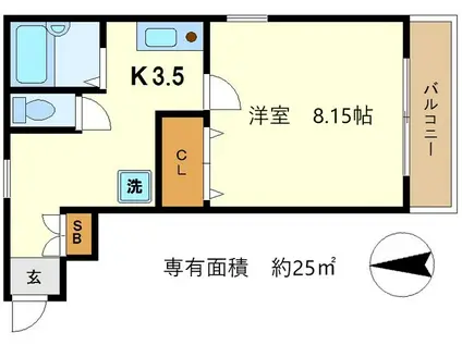 ジョヴィアルI(1K/1階)の間取り写真