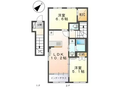 リビングテラス(2LDK/2階)の間取り写真