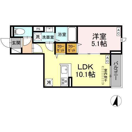セレスティア若宮(1LDK/3階)の間取り写真