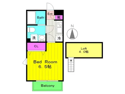 グランドソレーユ(1K/2階)の間取り写真