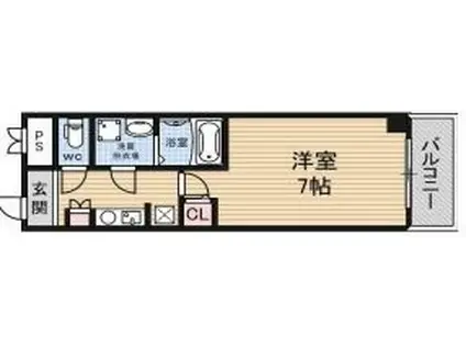 ルーブルCT難波(1K/7階)の間取り写真