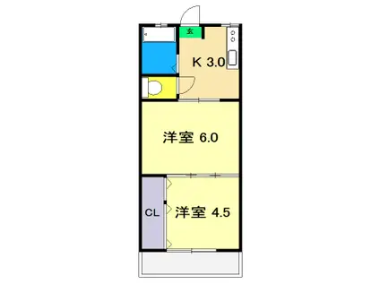 コーポラス銀嶺(2K/2階)の間取り写真