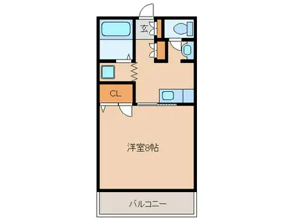 シーサイドコーポ D棟(1K/2階)の間取り写真