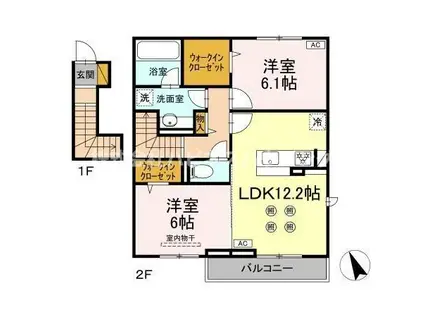 ソラーナフェリス201(2LDK/2階)の間取り写真