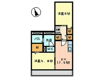 エクセラン彩(2DK/2階)の間取り写真