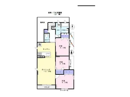 TK弐番館2F(3LDK/2階)の間取り写真