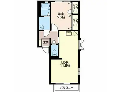 プレステージ B(1LDK/2階)の間取り写真