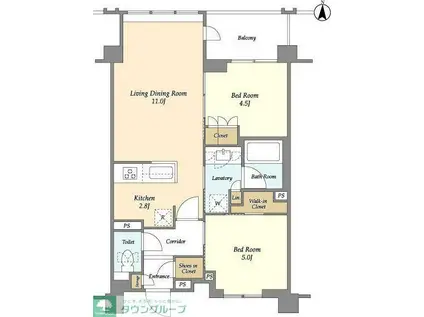 ラティエラ両国(2LDK/10階)の間取り写真