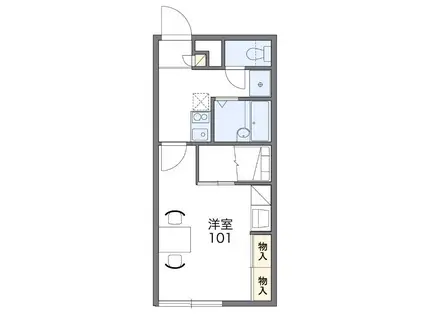 ＪＲ千歳線 恵み野駅 徒歩17分 2階建 築17年(1K/2階)の間取り写真