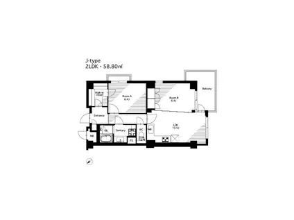 カスタネア栗平(2LDK/4階)の間取り写真