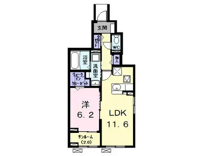 ファミール本郷(1LDK/1階)の間取り写真