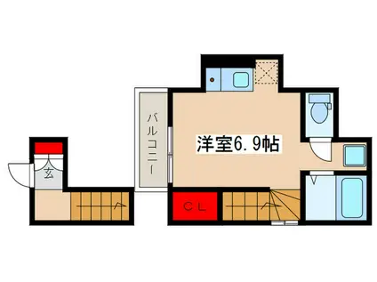 小田急小田原線 東海大学前駅 徒歩23分 2階建 築9年(ワンルーム/2階)の間取り写真