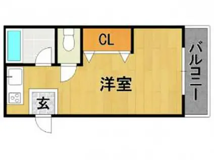 コーポレーヴ(ワンルーム/2階)の間取り写真