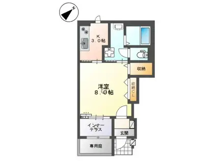 ローリングヒルズ富任(1K/1階)の間取り写真