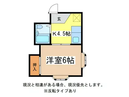 ホームシティ若里(1K/1階)の間取り写真