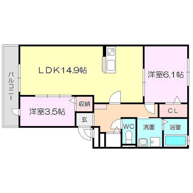ベルデ大森Ⅱ(2LDK/1階)の間取り写真