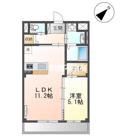 コンフォルト春日西II(1LDK/2階)の間取り写真