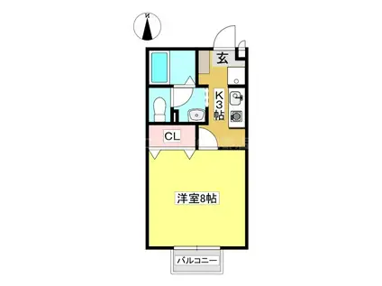 セジュール学園通(1K/1階)の間取り写真