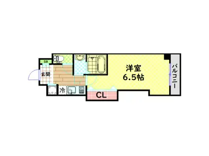 LUXE難波西I(1K/6階)の間取り写真