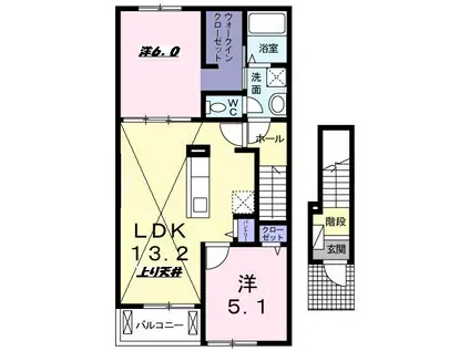 ディアコート I(2LDK/2階)の間取り写真