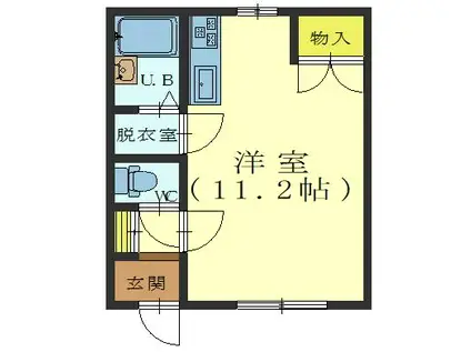 プチパレII(ワンルーム/2階)の間取り写真