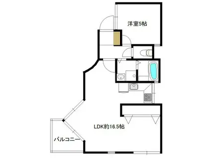 ガーデン羽根木(1LDK/1階)の間取り写真