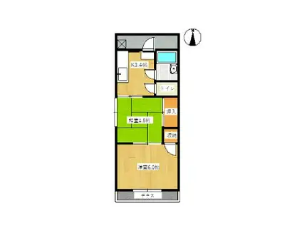 レピュート小林A(2K/1階)の間取り写真