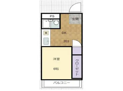 第1ウスイコーポ(1DK/2階)の間取り写真
