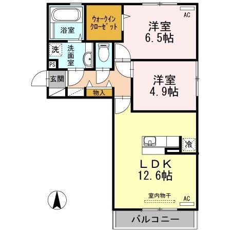 シャルルマーニュ(2LDK/3階)の間取り写真