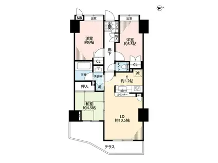 レクシオ見沼代親水公園(3LDK/1階)の間取り写真