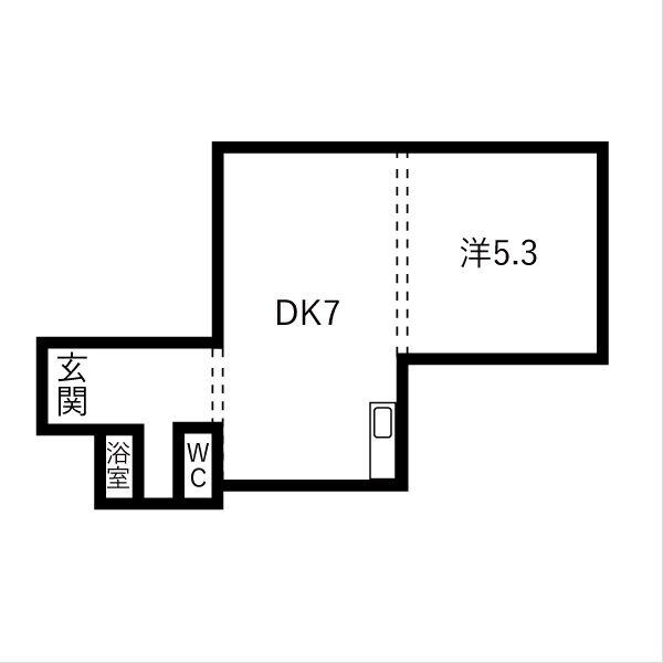 琴似ドムール(1DK/2階)の間取り写真