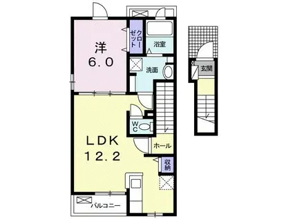 フレイツバーン(1LDK/2階)の間取り写真