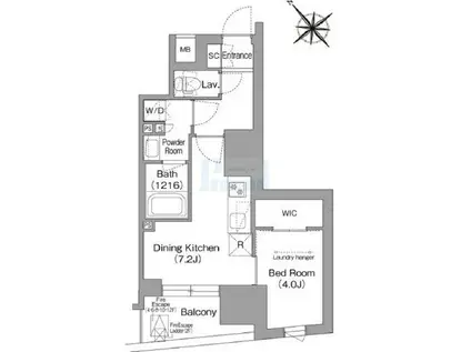 コンフォリア・リヴ東池袋(1DK/9階)の間取り写真
