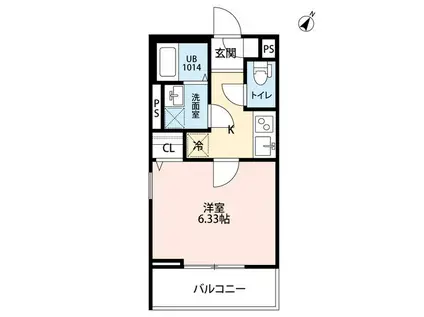 古淵アパート計画B棟(1K/3階)の間取り写真