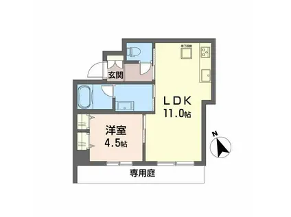 ヴィオラ水前寺(1LDK/1階)の間取り写真