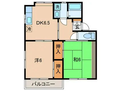 ヒルズハイム(2DK/2階)の間取り写真