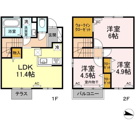 アリオン上東(3LDK/1階)の間取り写真