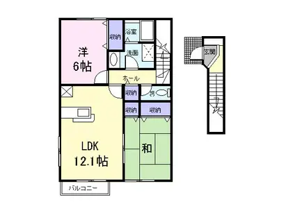 ウエスト・ウイング(2LDK/2階)の間取り写真