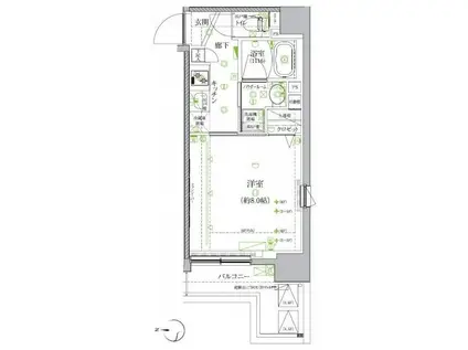 クレイシア両国ヴェルデ(1K/4階)の間取り写真