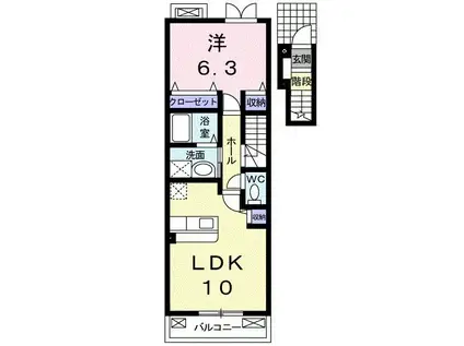 GREENCOURTB(1LDK/2階)の間取り写真