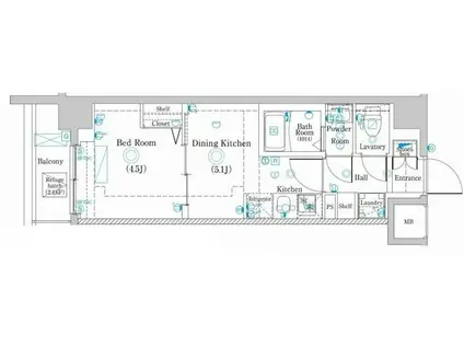 ラフィスタ大師前IV(1DK/4階)の間取り写真