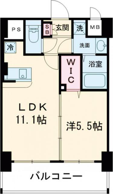 メゾンクラウン大手山(1LDK/9階)の間取り写真