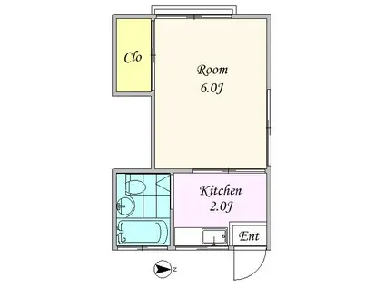 金子ハイツ(1K/1階)の間取り写真