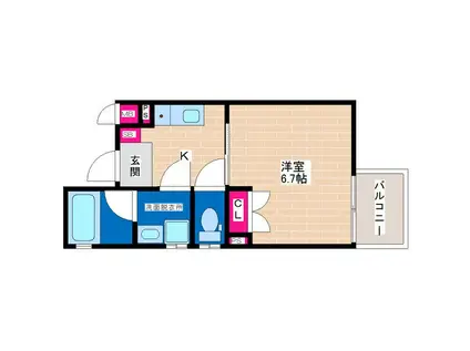 リバティー杭瀬(1K/2階)の間取り写真