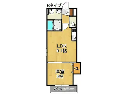 グランパシフィック長橋スクエアII(1LDK/2階)の間取り写真