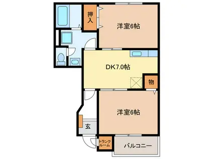 ベル・エトワール(2DK/1階)の間取り写真