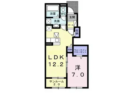 パーチェ 寺家A(1LDK/1階)の間取り写真